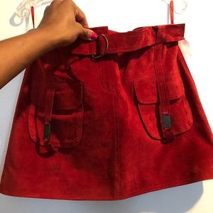 Red Suede Mini Skirt